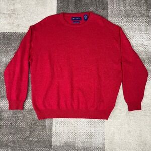 Alan Flusser Mens Size 2XL Red Cashmere Crewneck Sweater Long Sleeve Pullover